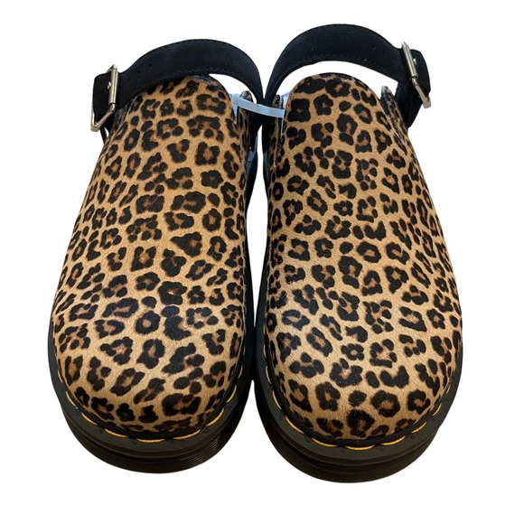 Dr. Martens Shoes - Dr. Martens Zebzag Leopard Print Hair On Leather Mules Clogs Mens 11 Womens 12